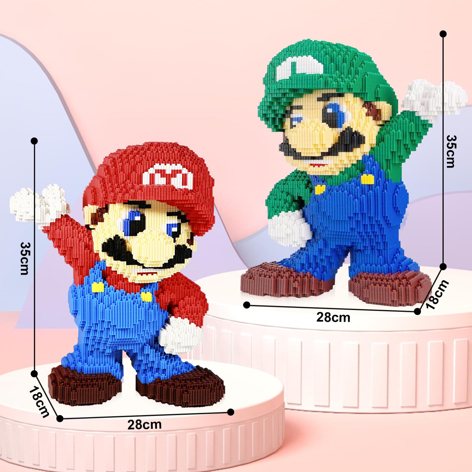 2PCS Diamant Building Blocks, Rot Micro Bausteine, Klassischer Cartoon Dinosaur Mini DIY Gebäude Pädagogisches Spielzeug Spaß Nano Ziegelstein, Angehobene Hand Puppe Nano Micro Blocks(rot+grün