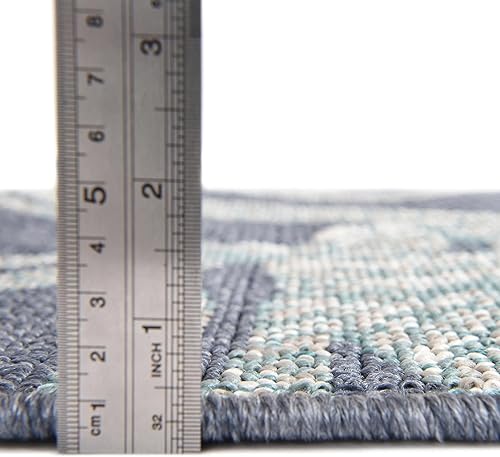 Miniatura 4 de Unique Loom Outdoor Coastal Collection - Alfombra de área con ataduras (9 pies x 12 pies 2 pulgadas, rectangular, azul marinomarfil)