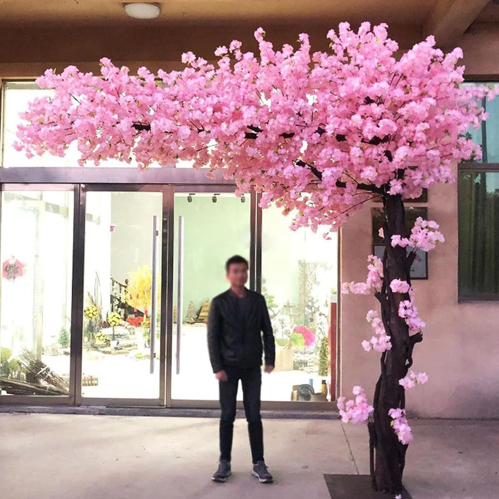 Large Cherry Blossom Plants,Artificial Cherry Blossom Trees outdoor artificial plants Wishing Tree For Wedding Event Indoor Outdoor Party Restaurant Mall Decoration,001,1x0.6m/3.2x1.9ft