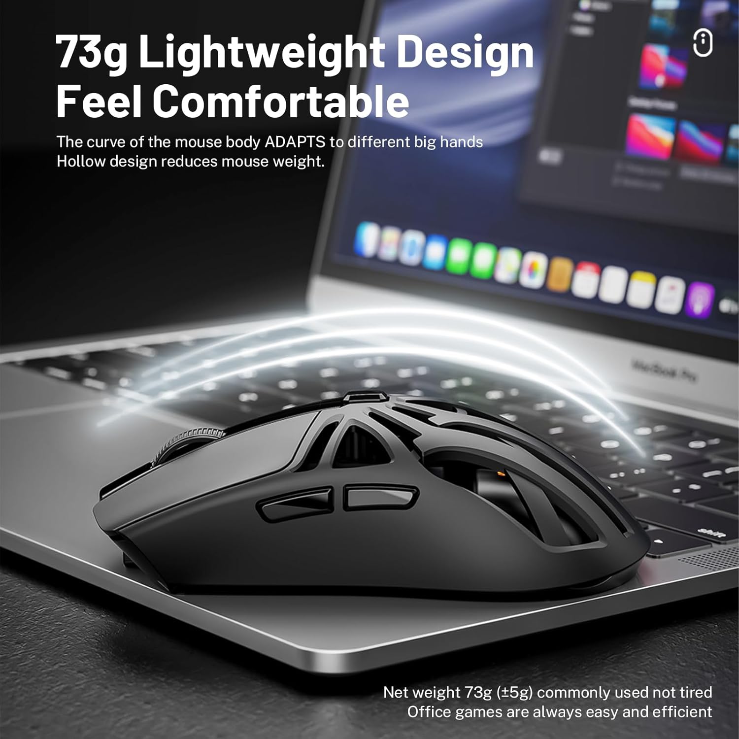 Wireless Gaming Mouse, 10000 DPI, Tri-Mode 2.4GHz/Bluetooth/Wired Mouse, 6 Buttons, Digital Display, Silent Mice, Rechargeable, Customizable Macro and RGB Backlight for PC/Mac/Laptop (Black)