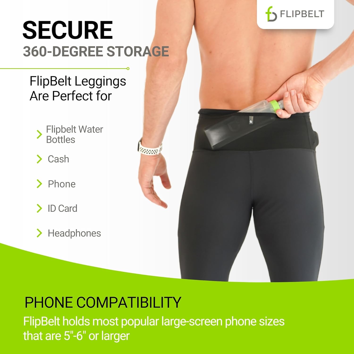 FlipBelt Men's Running Thermal Compression Pants with Pockets - Perfect for Winter Runs & Workouts - USA Small Business - Image 3