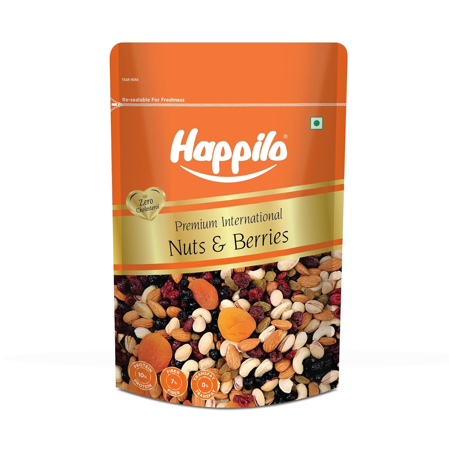 Happilo Premium International 200g Dried Nuts and Berries Mix | Real Nuts and Dried fruits | High Antioxidants, Dietary Fiber | Crunchy & Nutritious Healthy Snack