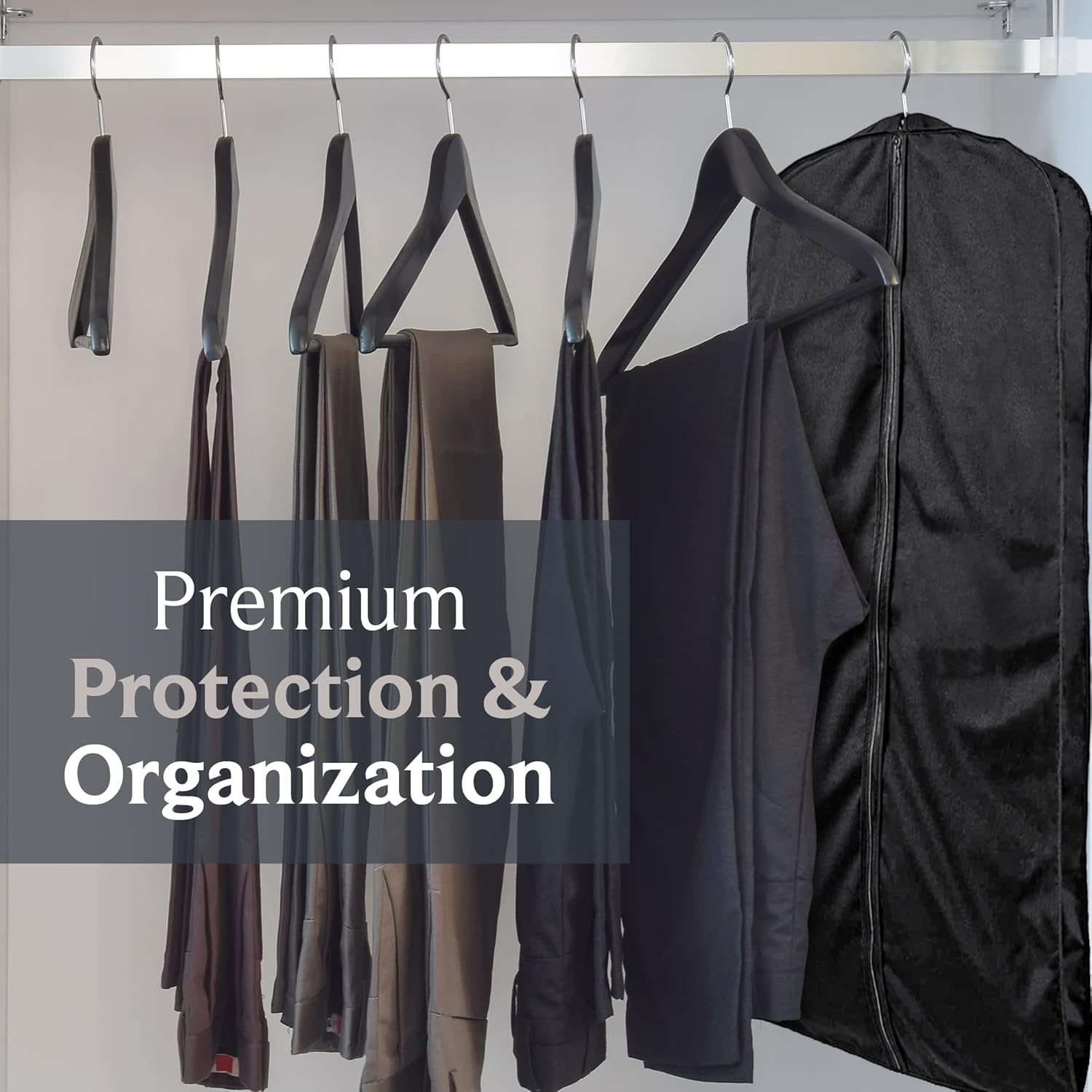 60" Luxury Fur Coat Cotton Blend Cloth Garment Bags for Travel & Hanging Clothes (Black) - Suit Covers Garment Bag for Men & Women Dress Bag - Closet Storage Suit Bag, Dress Bags, Coat Storage