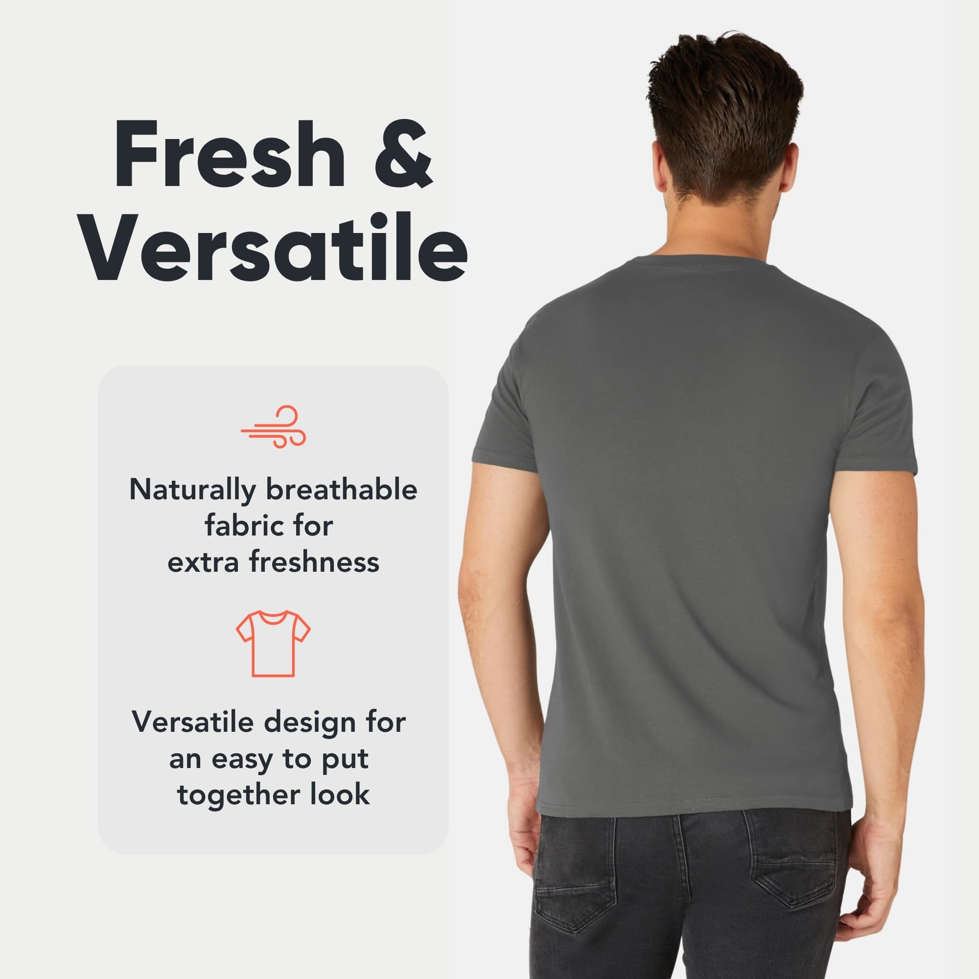 FM London 3/5-Pack Mens T Shirt - Premium Weight T-Shirts for Men with Lightly Fitted Design - Super Soft - Made with 100% Cotton - Stretch Fit for Any Occasion - Durable Comfort Fit - 4