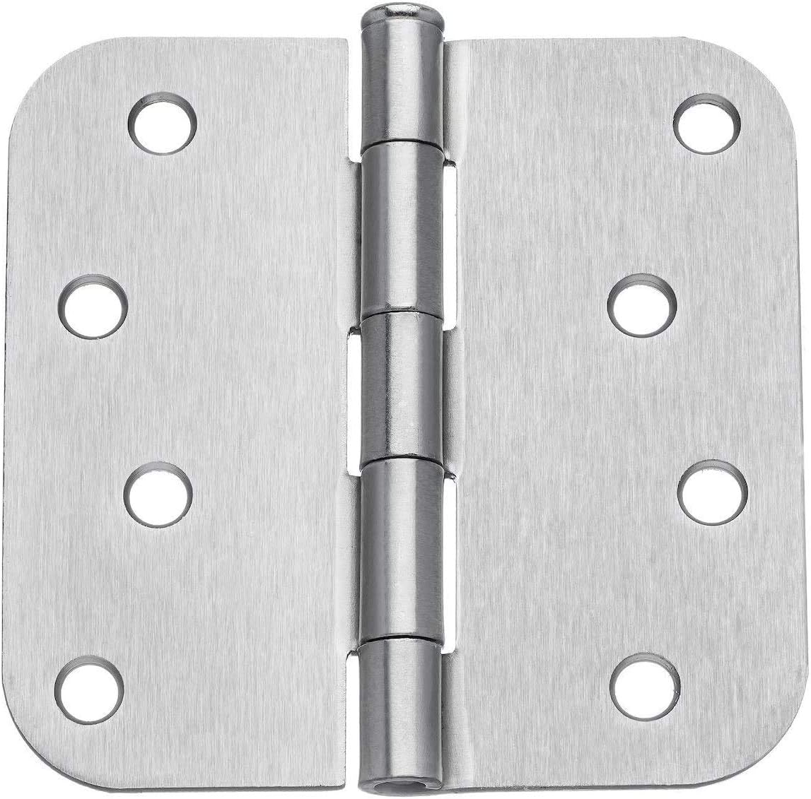 Dynasty Hardware 4" x 4" Door Hinges, 5/8" Radius Corner, Satin Nickel, 2-Pack