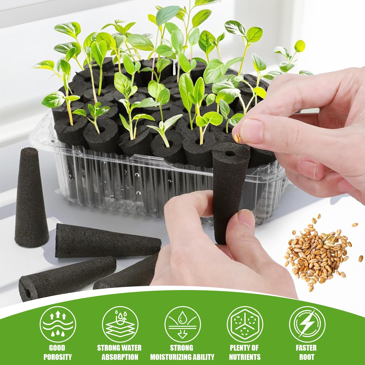Coltivazione Indoor Kit Cialde Idroponiche Per Aerogarden - 125 Cialde Con Spugne, Etichette, Cestini E Cupole Cialde Coltivazione Semi Idroponica - Foto 6