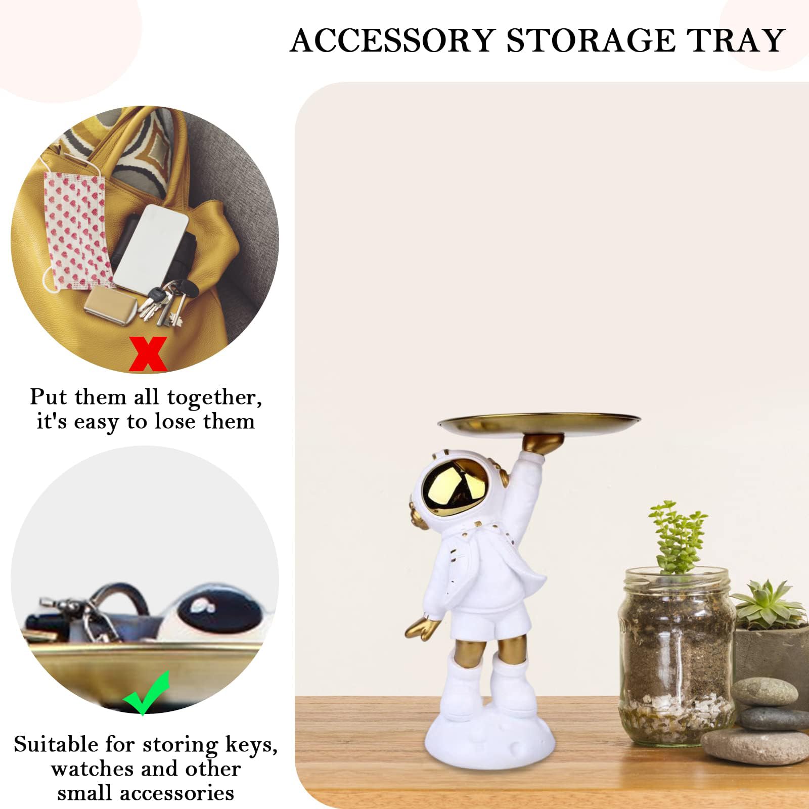 Trinket Dienblad,Astronaut Resin Beeldje,Sleutel Snacks Moer Snoep Oorbellen Diversen Houder Standbeelden Ornament Thuis Kunst En Ambacht Desktop