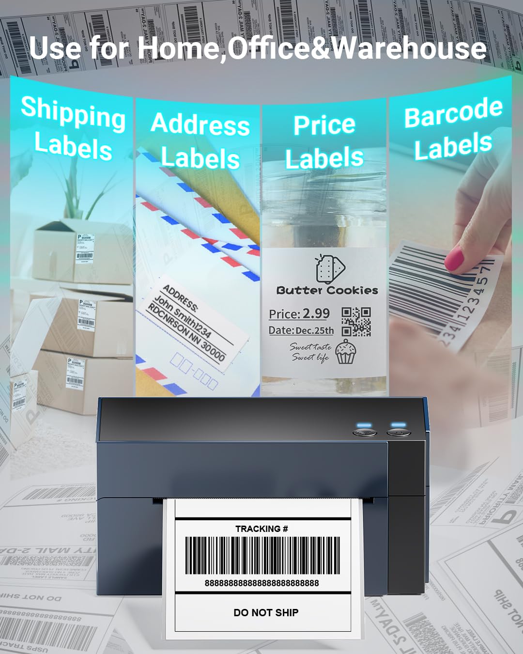 Phomemo 344 WiFi Etikettendrucker DHL Versandetiketten Drucker WLAN Desktop Label drucker für Barcode, Thermal Label Printer 4x6 Kompatibel mit Amazon, Etsy, Shopify, Royal Mail, FedEx, UPS, Lila