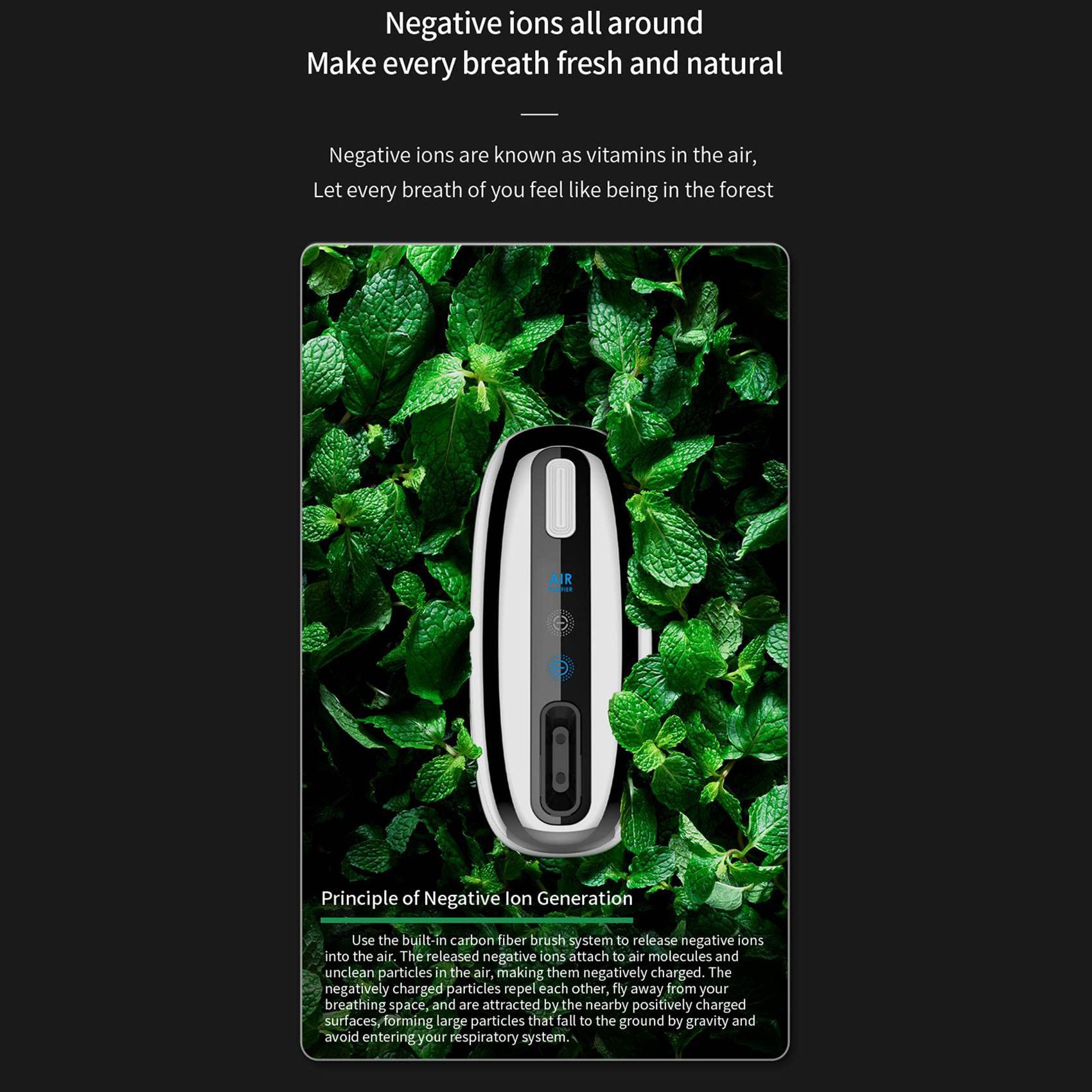 3X 200 Millions de Purificateur d'air à Ions Négatifs Portable 360 Degrés Tout Autour Chambre Salle de Bain Déodorant Prise Européenne