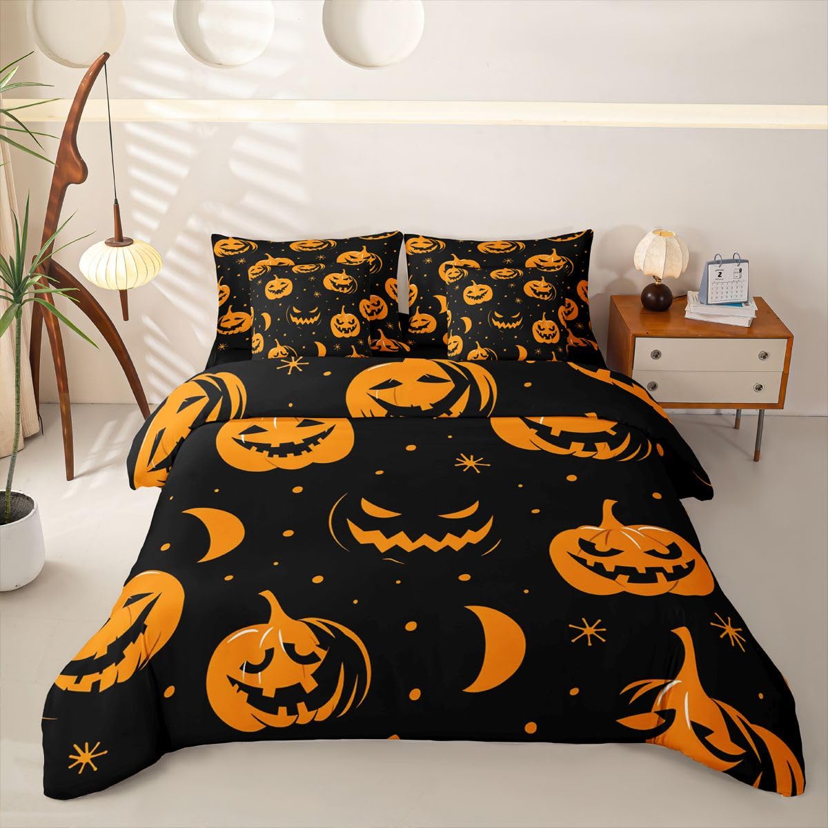 Homemissing Fröhlich Halloween Bettwäsche 155x220cm 7-teiliges