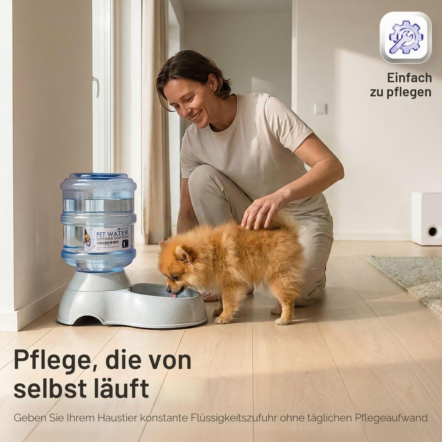 Flexzion Automatischer Wasserspender für Katzen und Hunde, Automatisierte Auffüllung Wassertränke für Haustiere, Hundenapf Wasserbrunnen Trinkbrunnen Trinkflasche für Kleintiere 3,8L