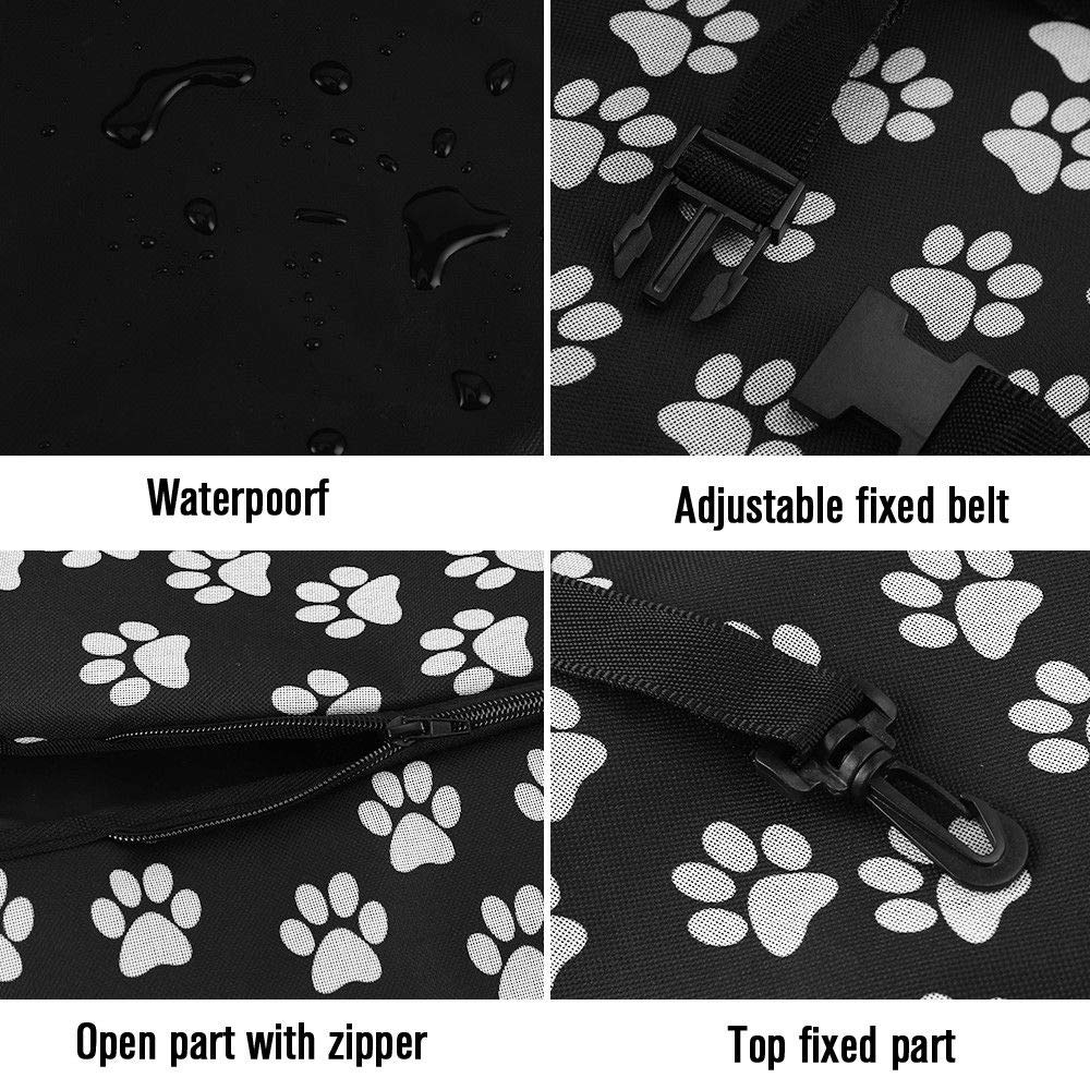 Housse de siège arrière de voiture, Baceyong Chat Chien Protecteur Imperméable Hamac Tapis Motif Étanche Pet Chat Chien Dos Housse De Siège De Voiture Hamac Antidérapant Protecteur Mat Noir