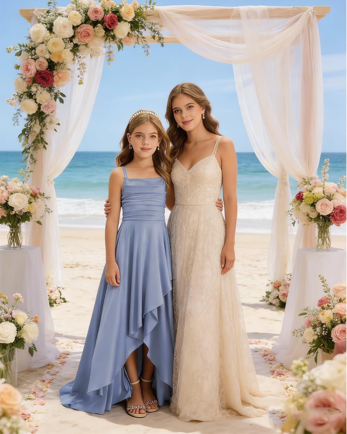 Spaghetti Strap Junior Bridesmaid Dresses Silk Satin Flower Girl Dress for Teen Girls Special Occasions - Image 5