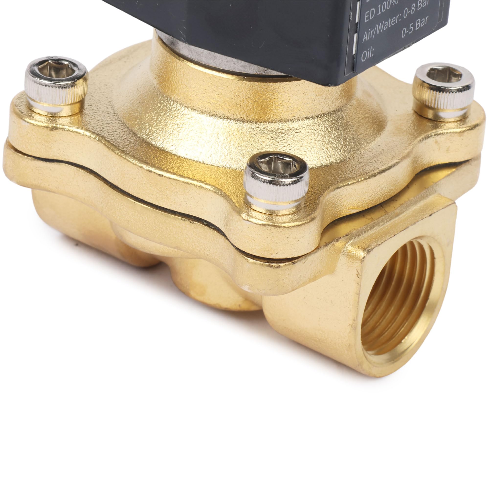 U.S. Solid Électrovanne électrique laiton 1/2" 12 V DC, normalement fermée VITON air, eau, huile, carburant, filetage G
