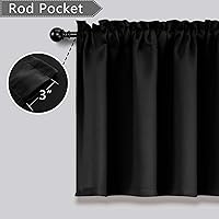 Vista 2 de Mrs.Naturall Black Valances for Windows 2 Pack,Small Blackout Valence Topper of Curtain Light Blocker Valance Curtains for Basement Window,18 Inch