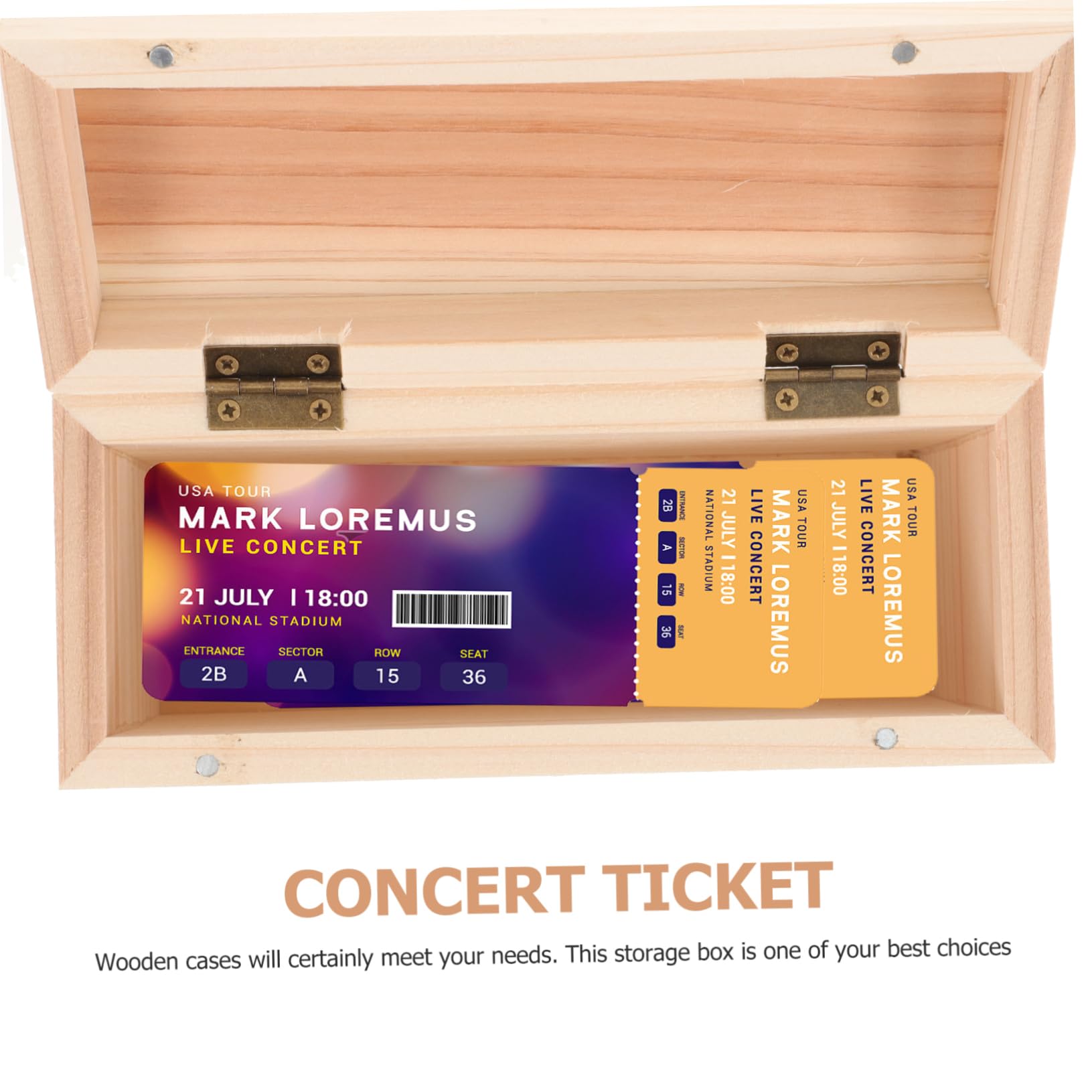 HOMOCONO Household Wooden Storage Box for Tickets Recipe Cards Multi-functional Organizer Smooth Finish for Desk Home Use for Concert Events Storage