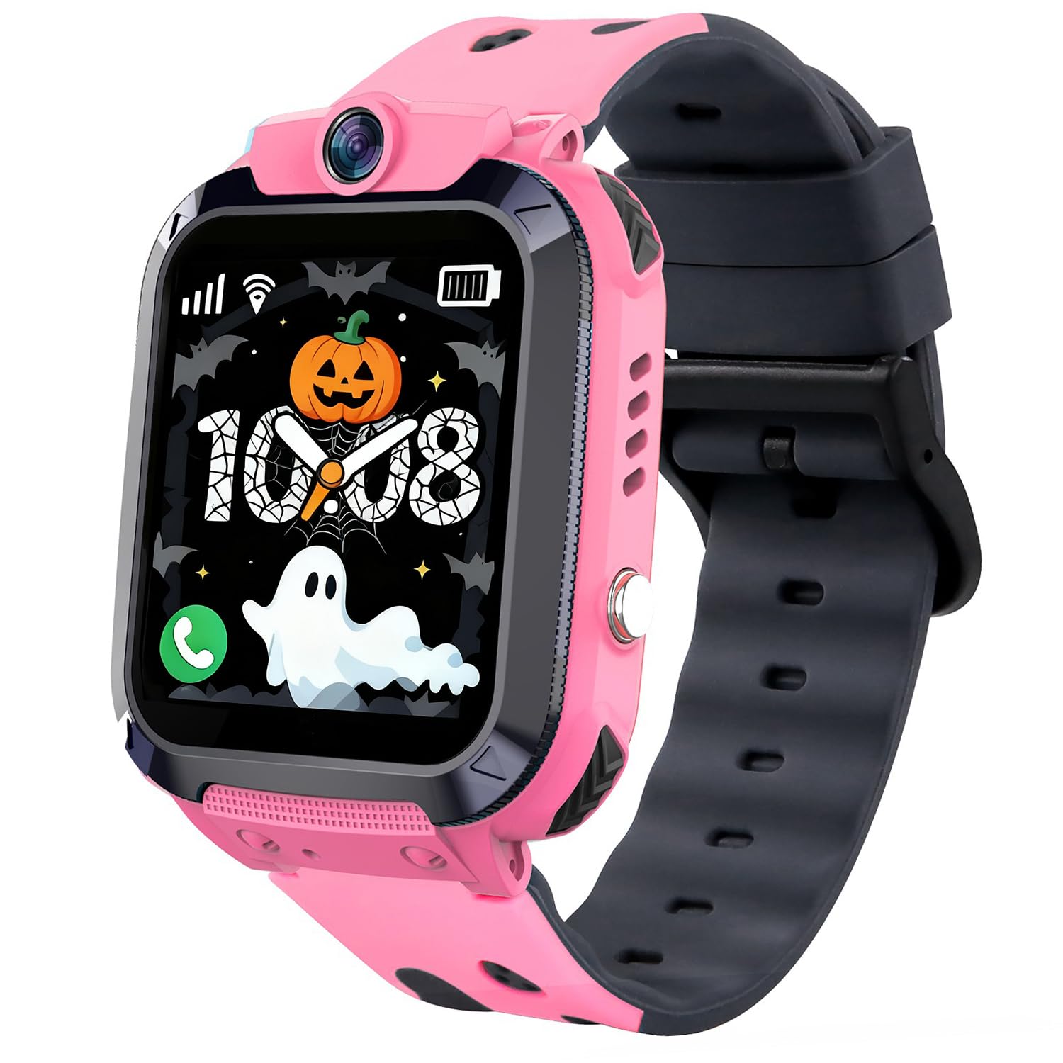 Reloj Inteligente Niño Niña, Smartwatch Niñas con GPS y Llamadas, SOS, Bidireccional Chat, Despertador, Modo Clase, 10 Contactos, Juegos, SMS, Cámara, IP68 Reloj GPS Niñas Regalo de 4-15 Aiños, Rosa