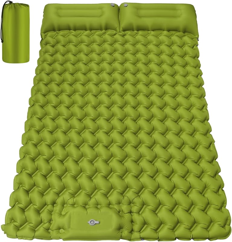 FORRINX Önfelfújó Kétszemélyes Kempingmatrac 200x130 cm - Ultrakönnyű Vízálló Matrac Beépített Párnával, Túrázáshoz, Sátrazáshoz