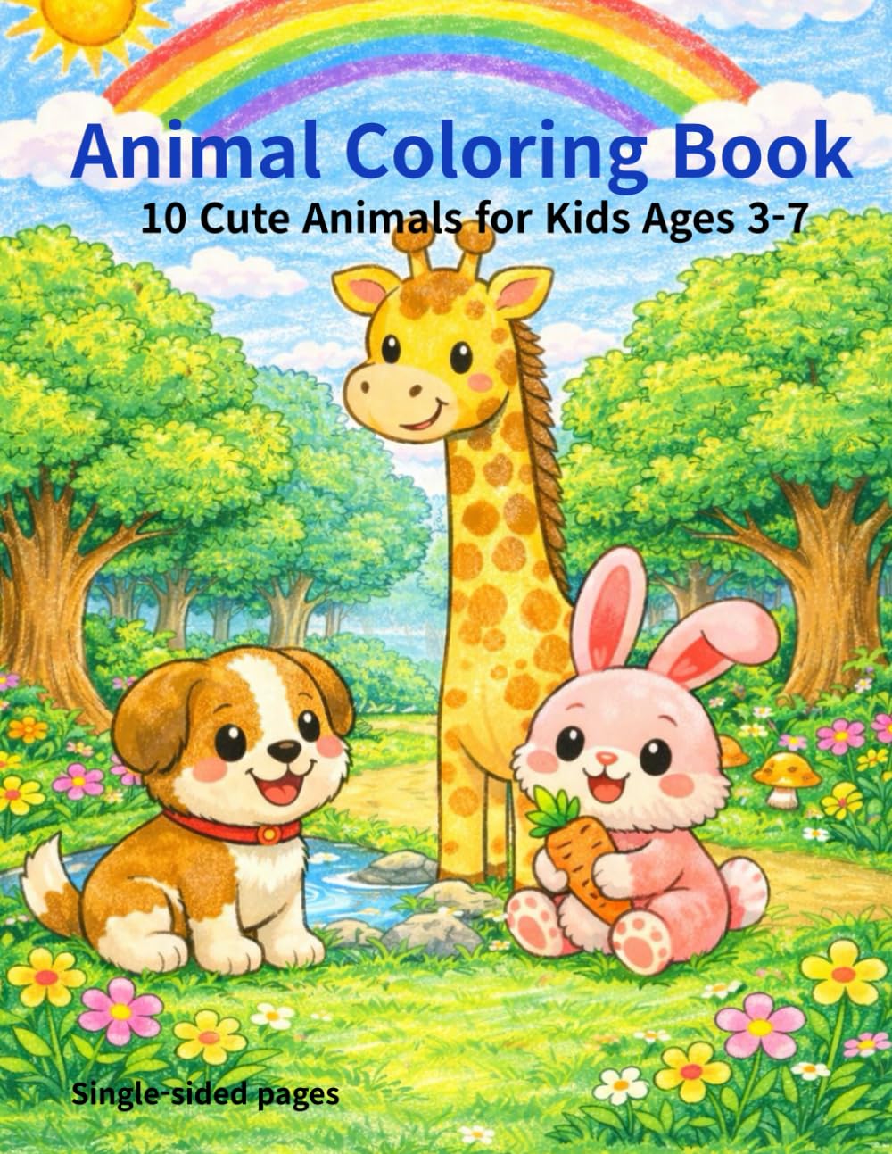 Animal Coloring Book: 10 Cute Animals for Kids Ages 3-7