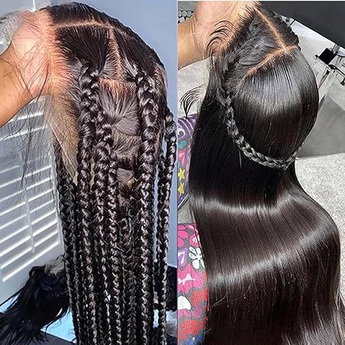 Miniatura 6 de HERMOUS Pelucas de cabello humano virgen brasileño lacio con encaje frontal 360 de 30 pulgadas con encaje frontal transparente HD de 180 % de