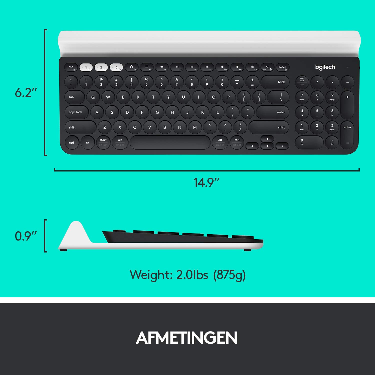 Logitech K780 Multi-Device Wireless Keyboard, Jedna Klawiatura. W Pełni Wyposażona. Do Komputera, Telefonu I Tabletu,Pc - Szary,920-008042