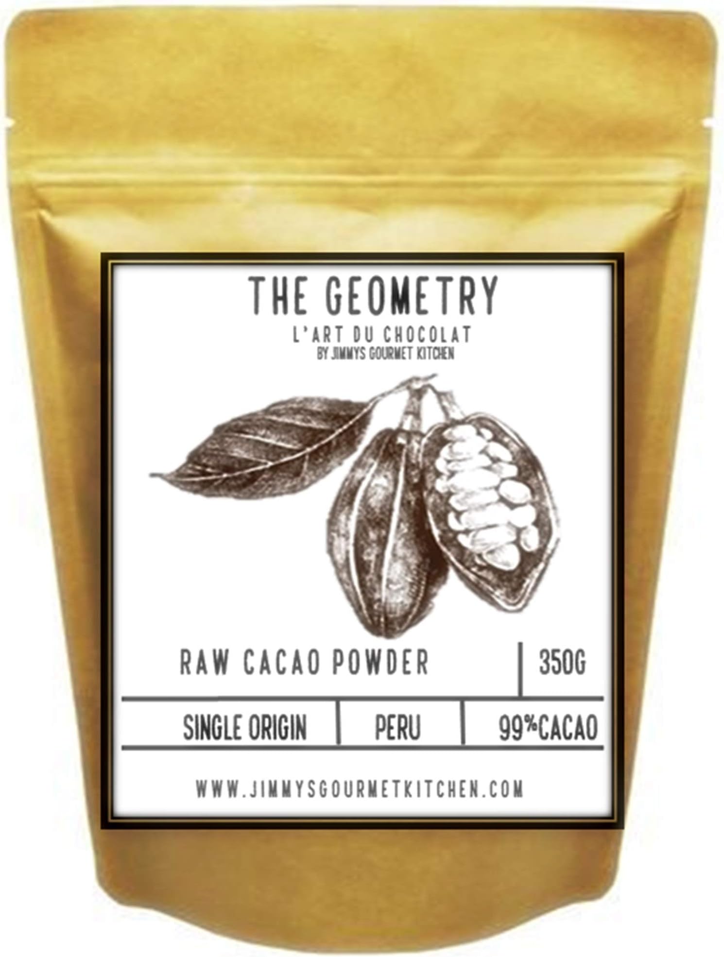 Jimmy's Gourmet Kitchen Cacao Powder 99% 350g Single Origin Peru Raw UnProcessed Non-Alkaline