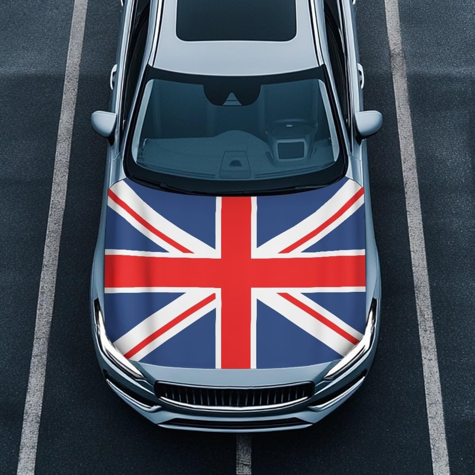 British Flag Car Hood Cover Protector for Most Vehicles Sedans Trucks SUVs, Classical British Flag Stretchable Auto Accessories, British Union Jack Flag Car Bonnet Banner