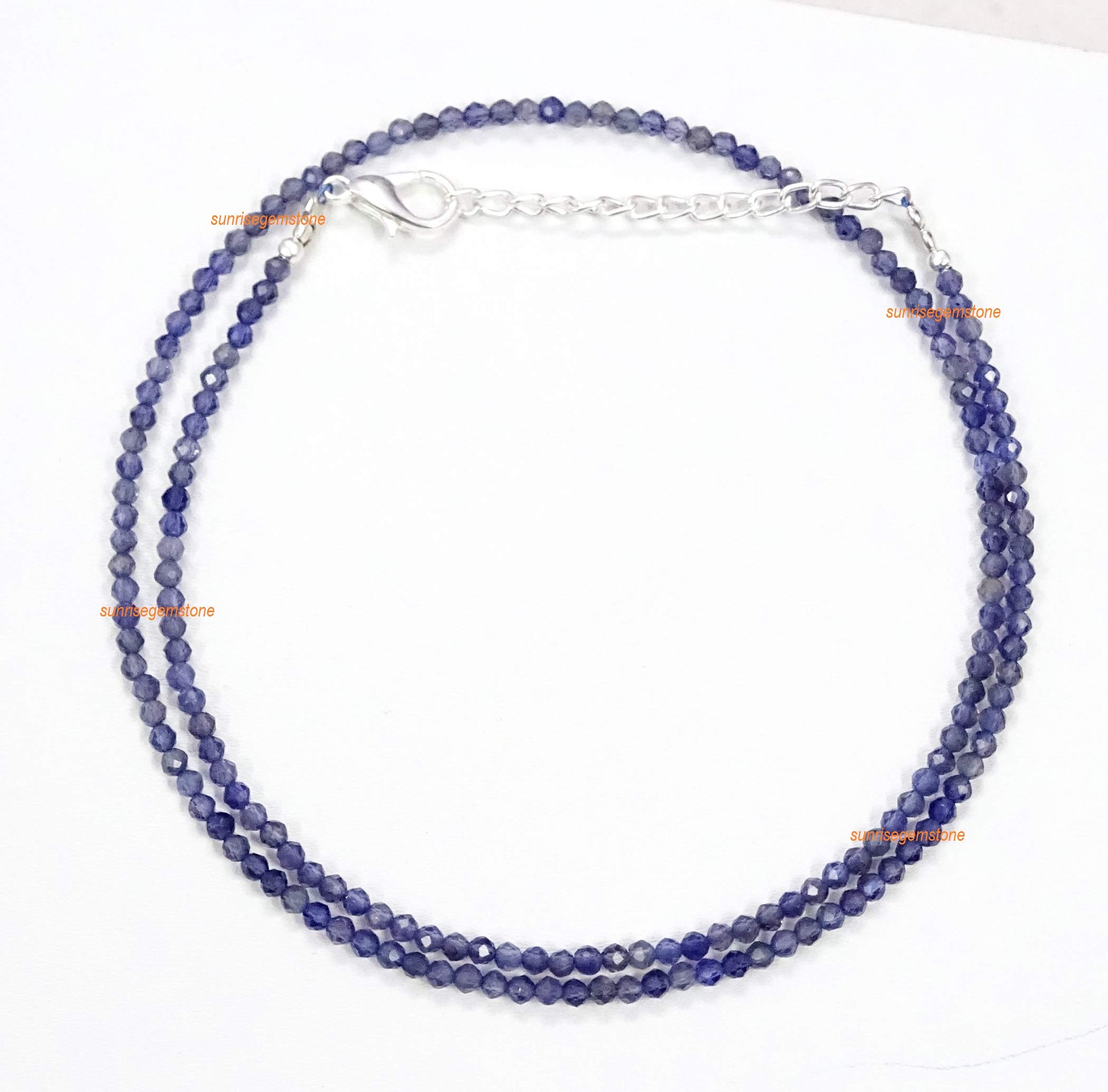 Iolite Necklace Free Iolite Beaded Bracelet, Loose Faceted Rondelle Stone Necklace Iolite Beads, 45cms Long Strand Iolite Beaded Necklace