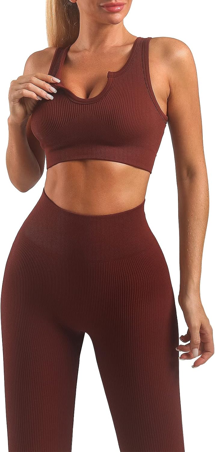 Women’s Yoga Outfits 2 piece Set Workout Tracksuits Sports Bra High Waist Legging Active Wear Athletic Clothing Set