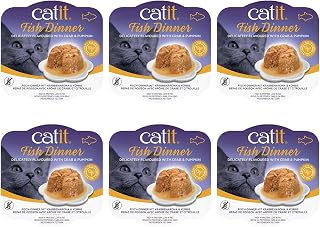 Catit Fish Dinner with Crab Flavour & Pumpkin, 80 g, Pack of 6 Retail Units
