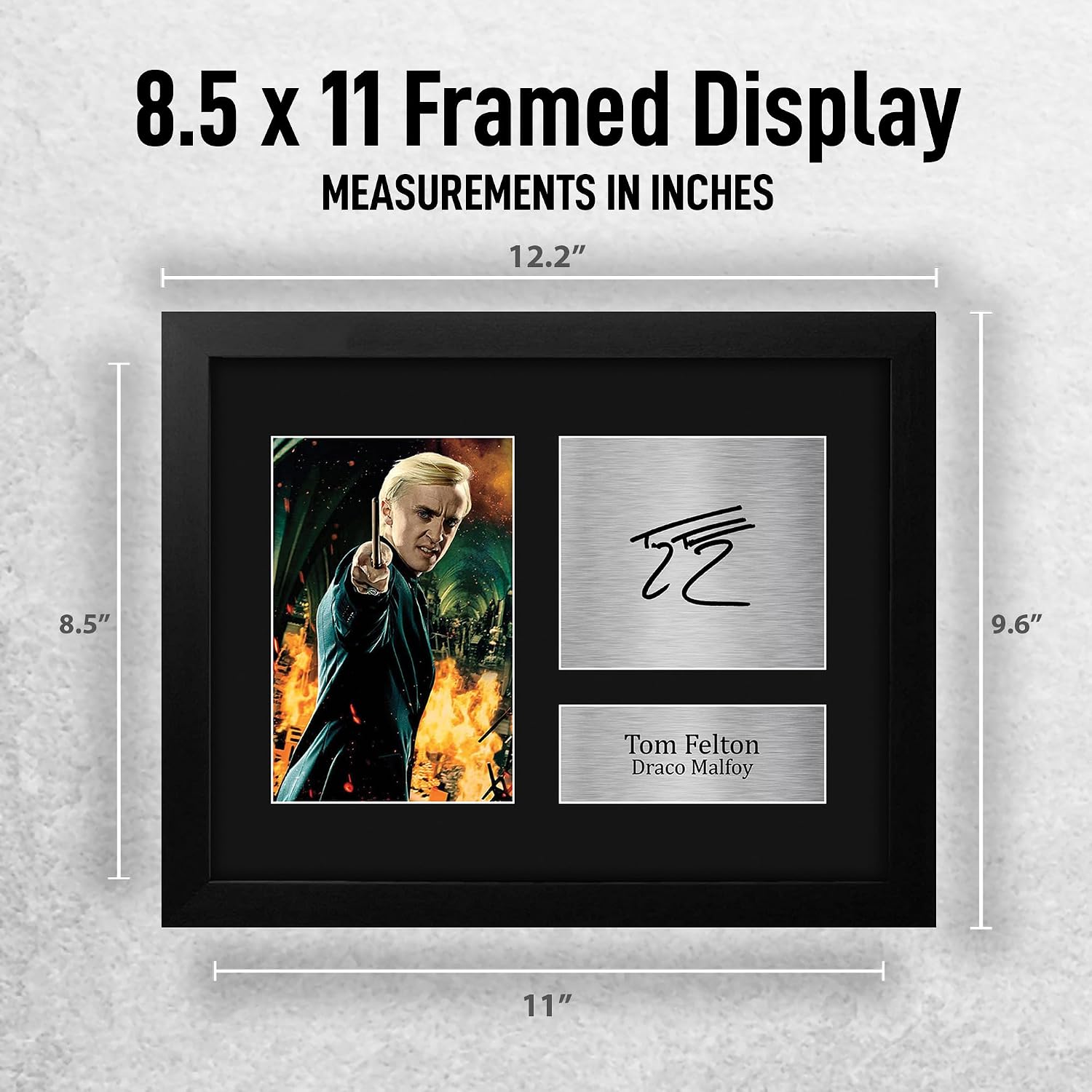 HWC Trading Tom Felton Harry Potter Draco Malfoy Framed Gifts Printed Signed Autograph Picture for Movie Memorabilia Fans - US Letter Size