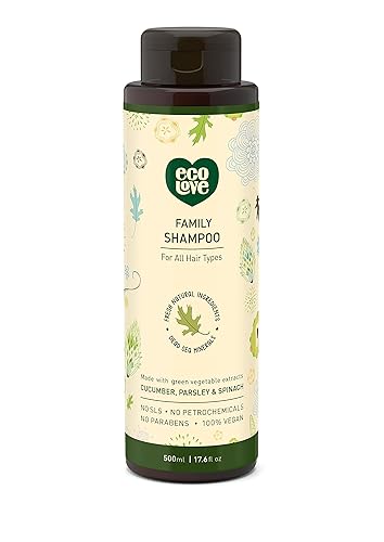 ecoLove - Champú natural sin sulfato para todo tipo de cabello sin químicos vegano y libre de crueldad extracto de pepino orgánico sin SLS ni