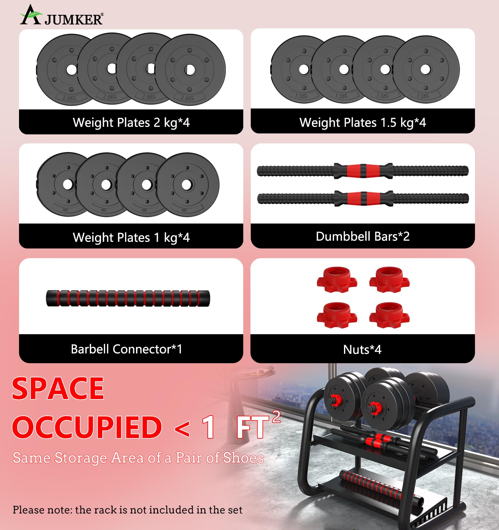 AJUMKER Ensemble d'haltères 20 kg et 30 kg, haltère réglable, entraînement de levage réglable pour homme et femme, entraînement corporel, maison, salle de sport AJUMKER Ensemble d'haltères 20 kg et 30 kg, haltère réglable, entraînement de levage réglable pour homme et femme, entraînement corporel, maison, salle de sport