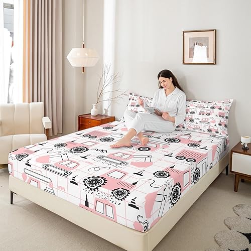 Miniatura 5 de Feelyou Sábana bajera ajustable de construcción para niños, equipamiento para niños, camiones, juego de ropa de cama para excavadora, tractor, juego