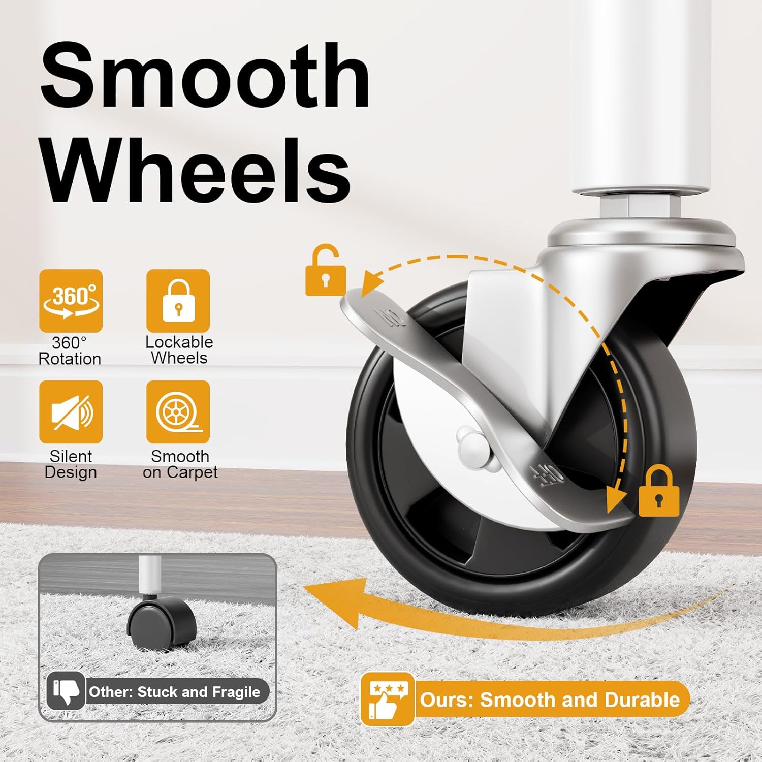 P9 Rolling Clothes Rack Heavy Duty, Clothing Racks for Hanging Clothes, 4 Tiers Garment Rack with Wheels, Metal Portable Closet Rack, 35.5" L X 15.8" W X 80.5" H, Max Load 445 LBS, White