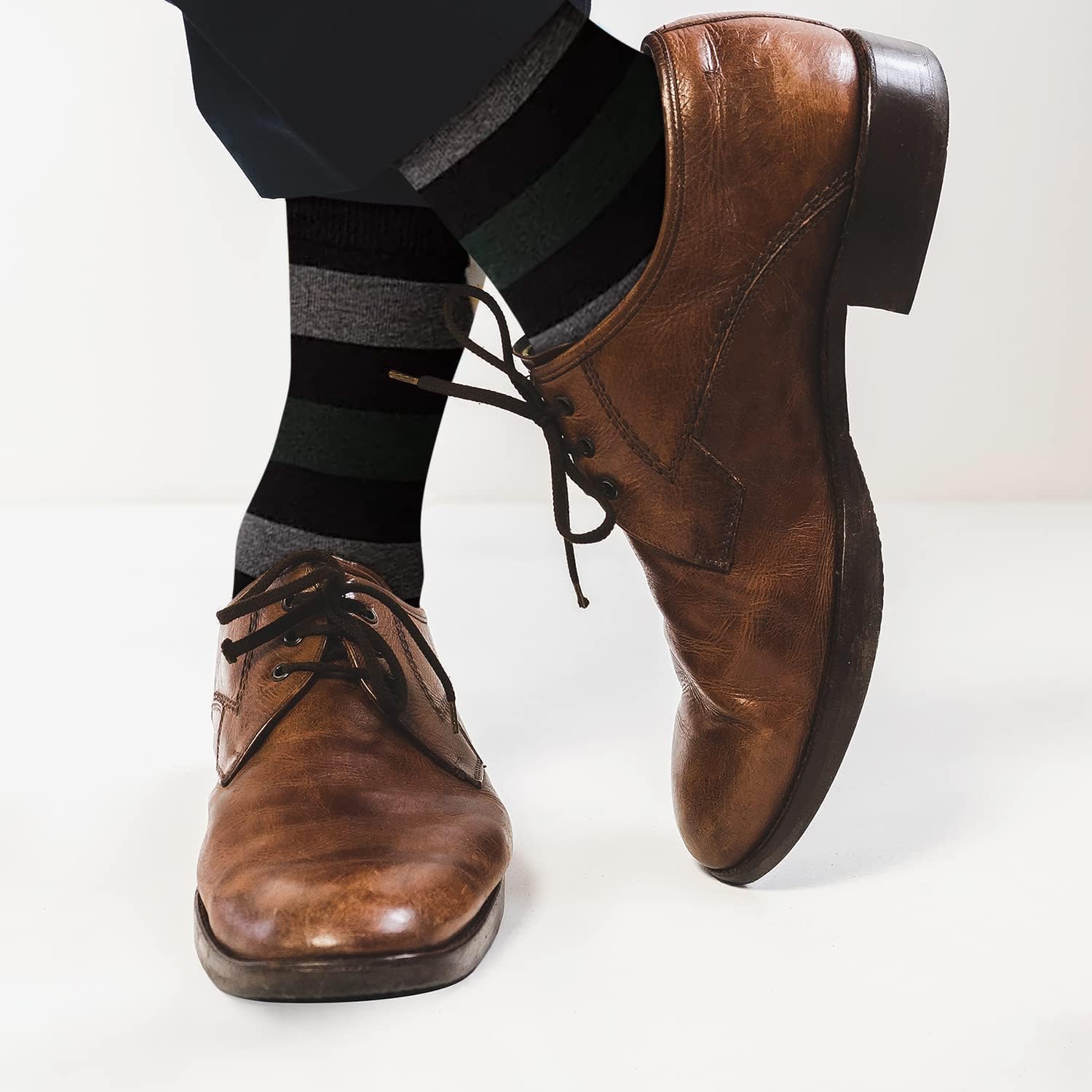 KONY Men's Cotton Dress Crew Socks 4 Pack - Fun Colorful Striped Business Socks Gift for Men, Size 9-12 - Image 4