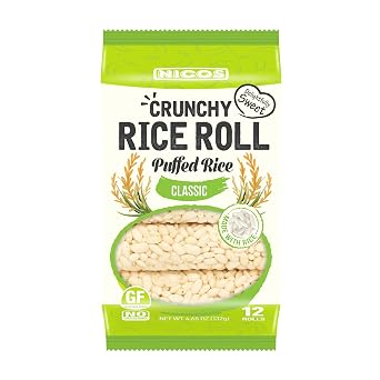 NICOS Crunchy Rice Roll- Puffed Rice Classic Flavor 12 Rolls x 6