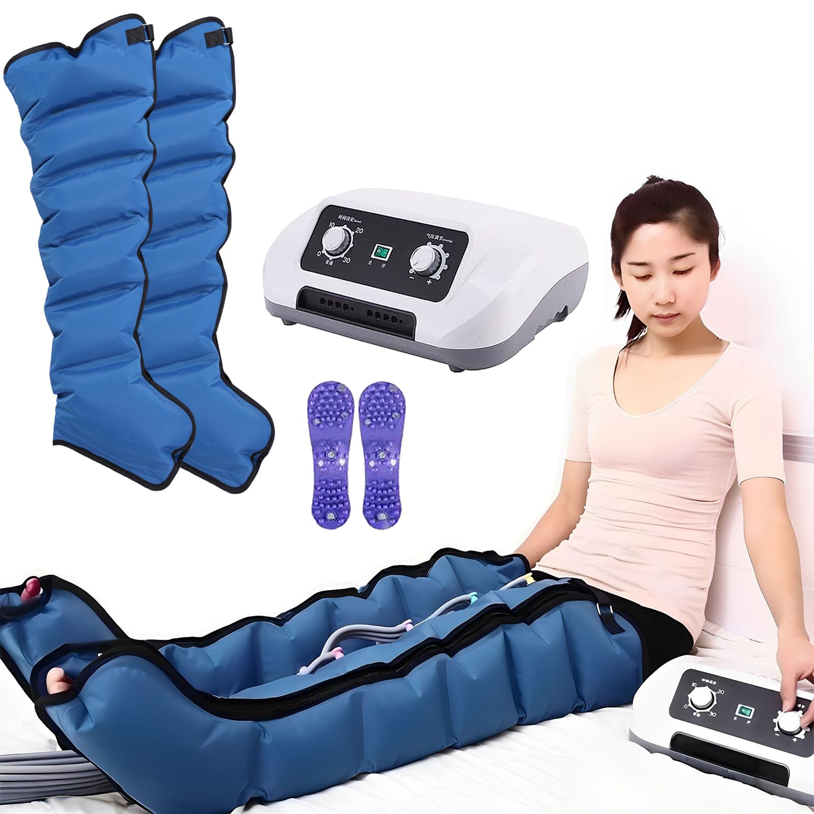 Apparecchio Massaggiatore Compressione D'Aria Per Gambe E Addome Braccio, Pressoterapia Per Casa Professionale Linfodrenaggio Gambe Per La Circolazione E Il Rilassamento Dei Muscoli