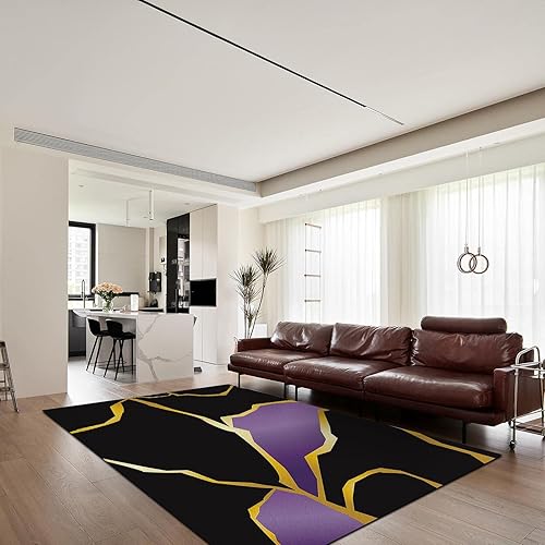 Miniatura 49 de Alfombras clásicas de mármol azul real, alfombra de lujo con tinta salpicada dorada para sala de estar, suave, lavable, resistente a la estilo-02