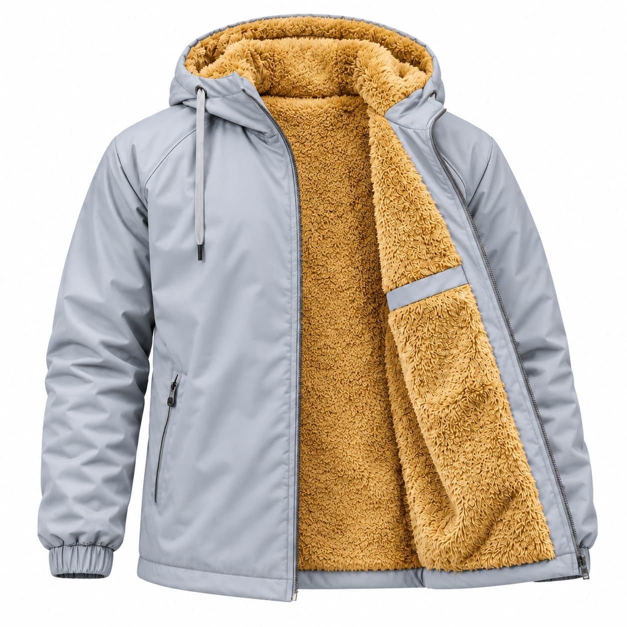 Buy Men’s Hooded Winter Jacket with Warm Sherpa Lining & Zipper Pockets at Amazon.in - Image 1