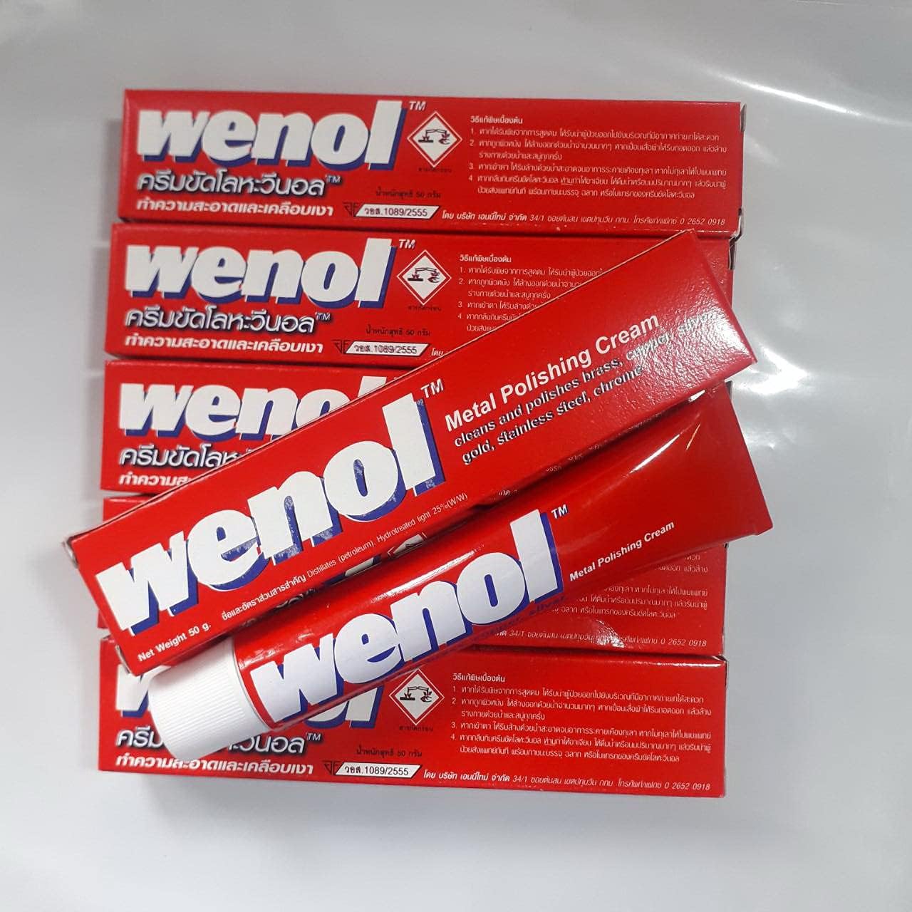 wenol Metal Polish Shiner with Surface Protection 50 g. 1.76 oz (pack of 6). Get Free !! Microfiber cloth.