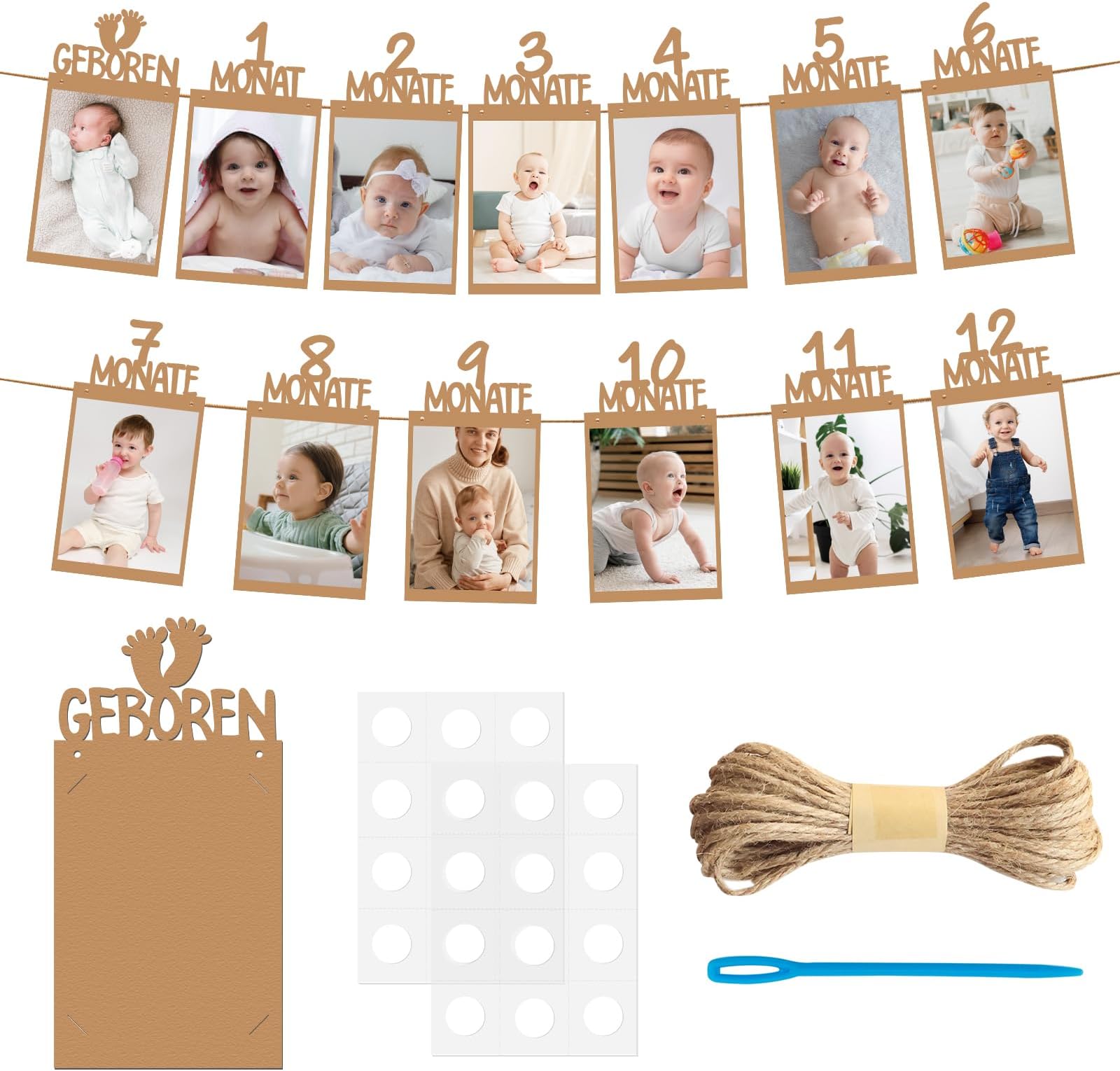1. Geburtstag Foto-Banner Set - 13-teilige Fotogirlande Für Baby-Feiern