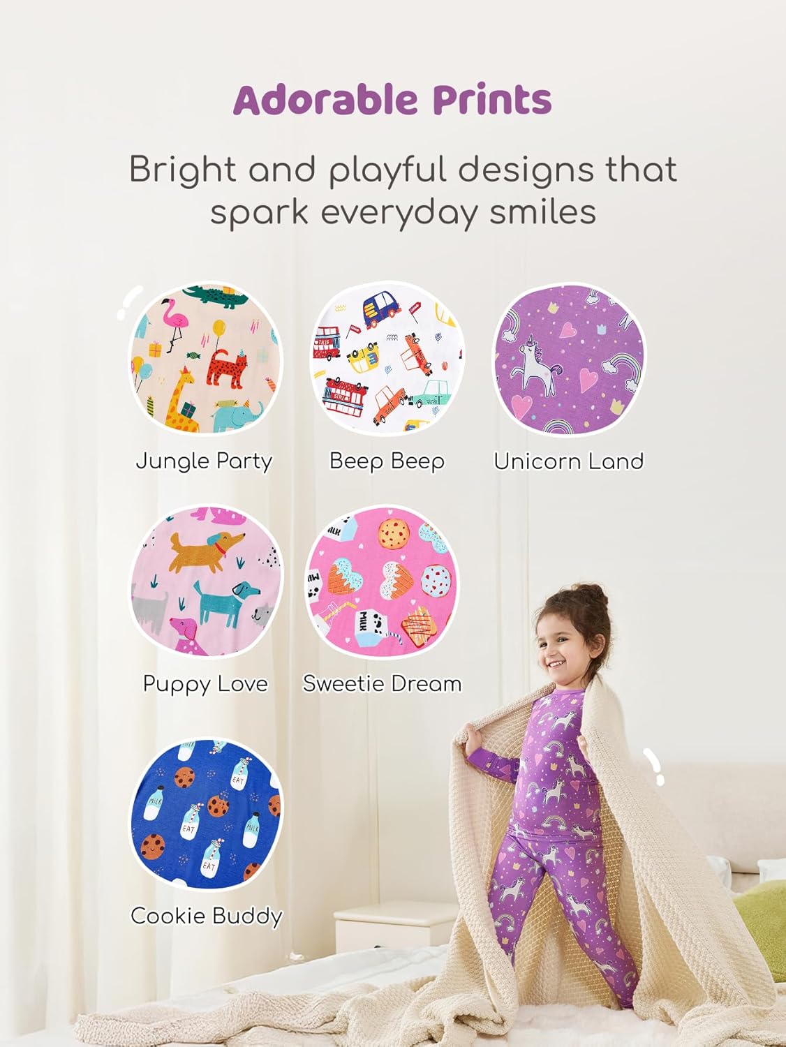 PATPAT Bamboo Viscose Pajama Sets for Toddler Boys & Girls Baby Kids, Ultra-soft Snug fit Pjs Sleepers for Birthday Holiday - Image 6