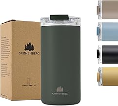 Groenenberg Thermal Mug, 473 ml, Coffee Mug to Go, 100% Leak-Proof, Keeps Warm for at Least 4 Hours, Coffee to Go Mug Made of Recycled Stainless Steel (Forest)