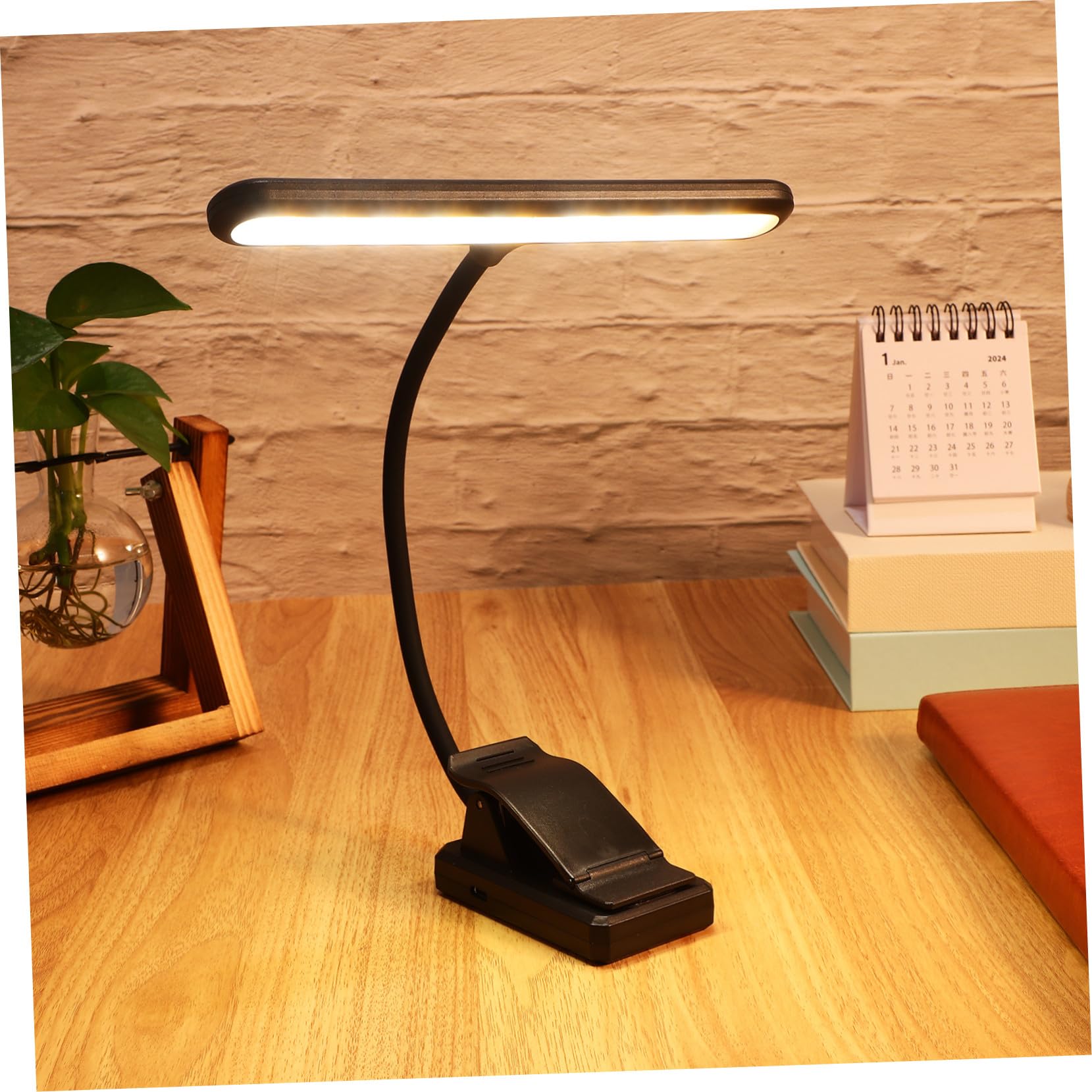 GALPADA Lámpara de Clip para Atril Luz LED Recargable, Protección Ocular y Pantalla de Batería, Compacta y Flexible para Lectura y Piano