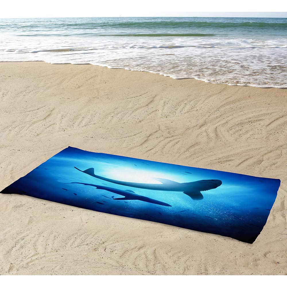 Surwin 3D Serviette De Plage En Microfibre Anti Sable, Grande Taille Couverture De Voyage à Séchage Rapide Super Absorbant Légère Portable Pour Plage Natation (70x150cm,Fond Marin