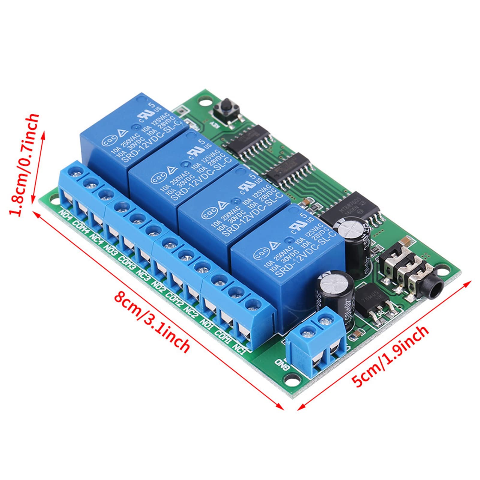 AD22B04 12V Decodificador de señal 4 canales DTMF Tone Relay Phone Control remoto PLC