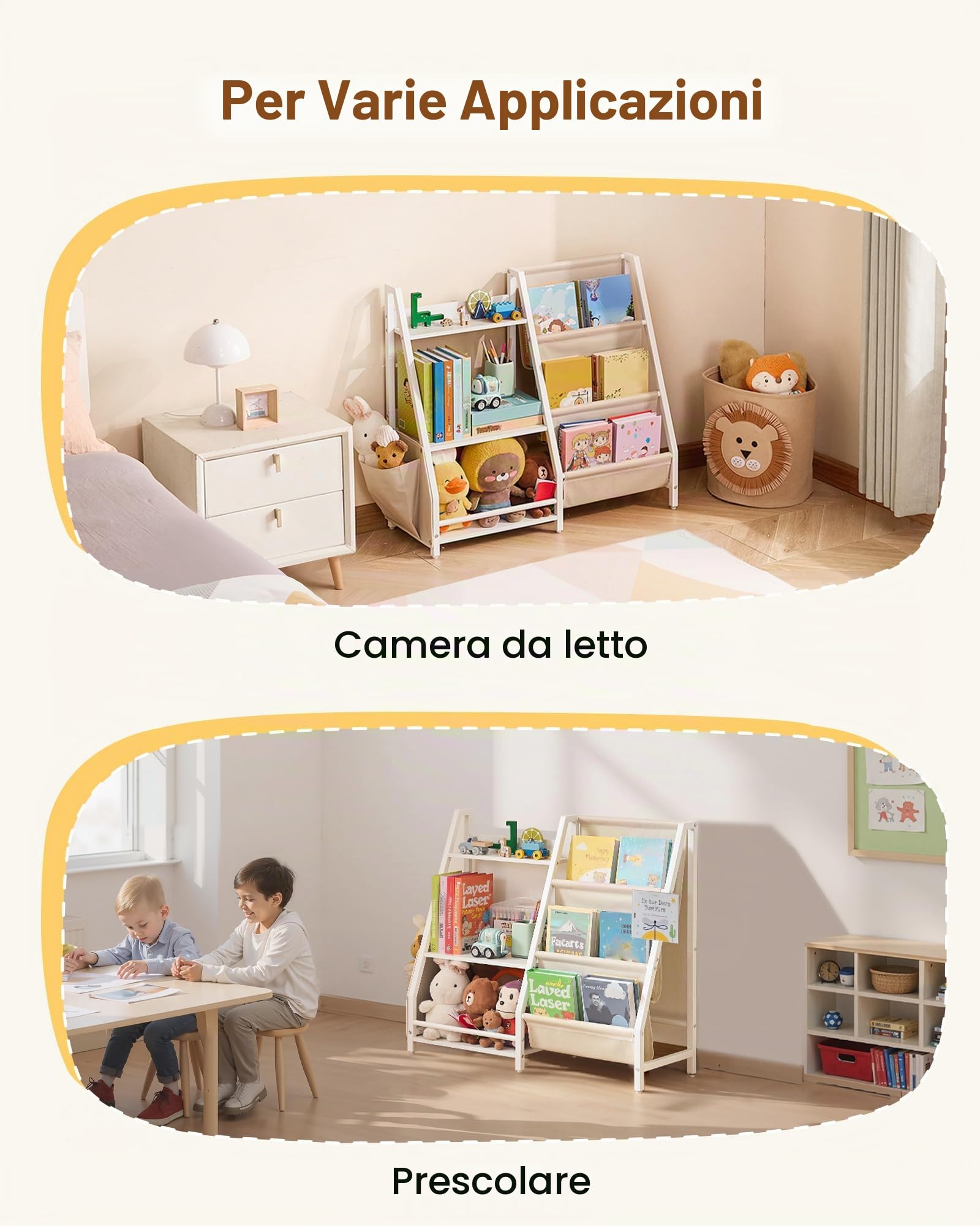 VEVOR Mobiletto di Stoccaggio Portaoggetti di Giocattoli 3 Ripiani, Armadietto Porta Giocattoli Libreria Porta Libri 7 Scomparti, Scaffale per Giocattoli per Camera da Letto, Bianco