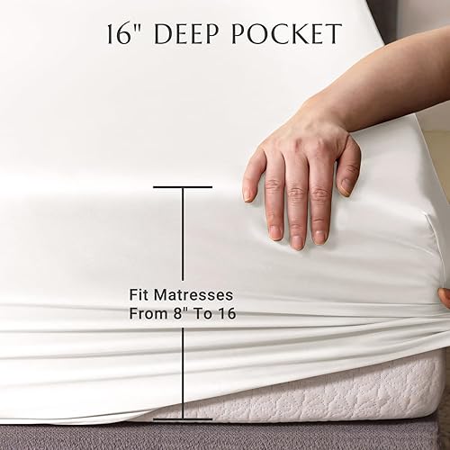 Miniatura 6 de THXSILK Sábanas de seda tamaño completo, 19 Momme 100% seda morera, juego de 4 piezas sin costuras sábana bajera ajustable  suave, ligero, lavable a