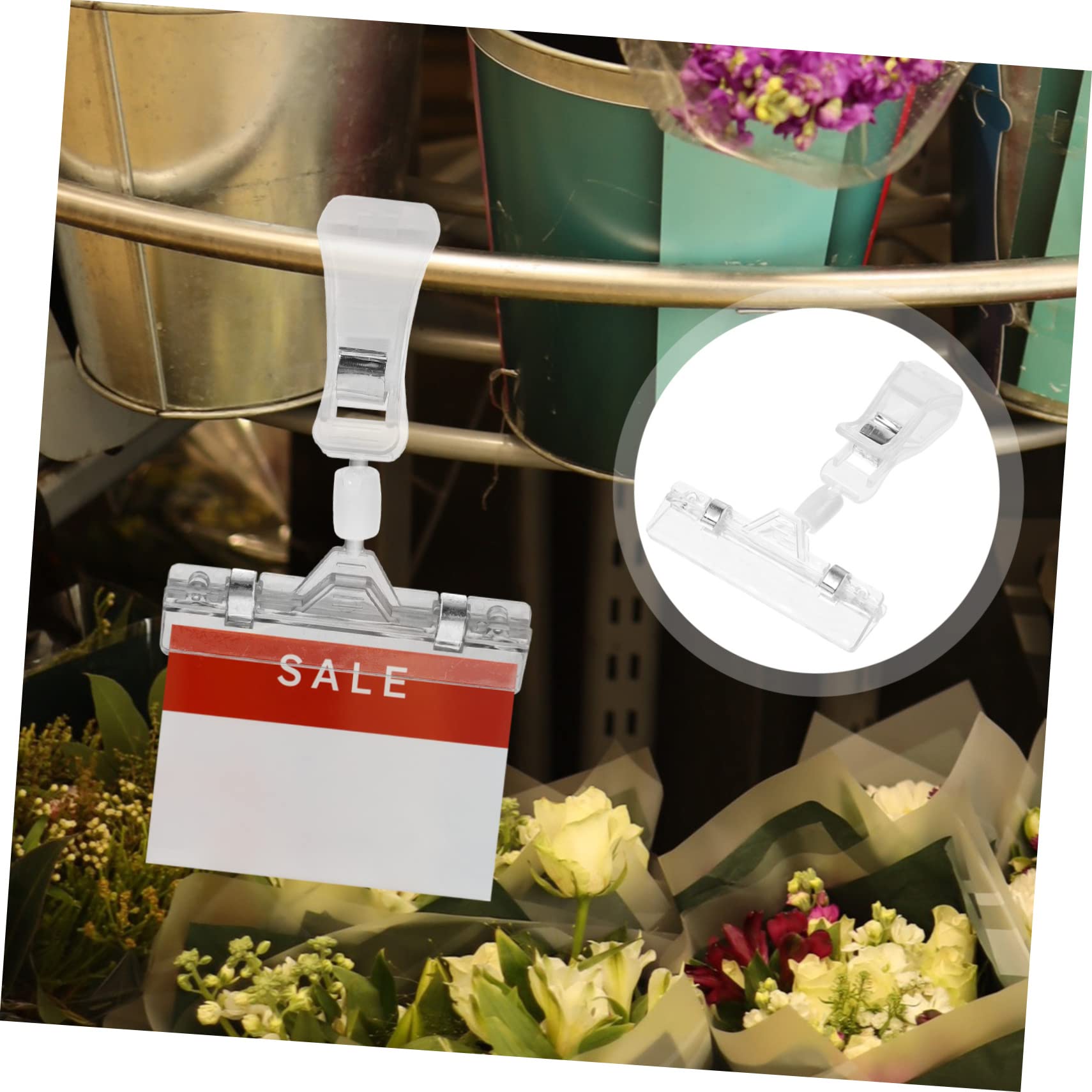 DOITOOL 50 Teiliges Drehbare Transparente Preisschildhalter Clips Verstellbare Werbeclip Halterung für Regale und Preisschilder Geeignet für Supermärkte Einzelhandel und
